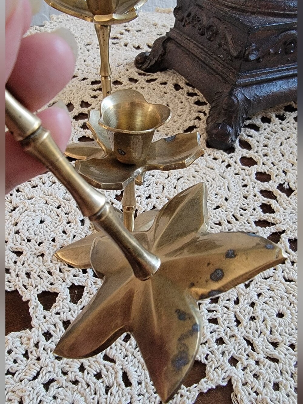 Set of 3, Vintage India Solid Brass Candle Holders - Picture 15 of 15